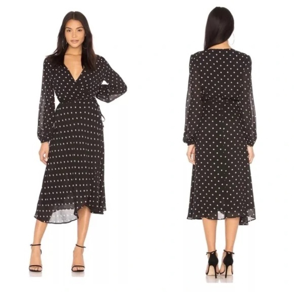 Bardot Betty Polka Dot Wrap Dress Black White 45270